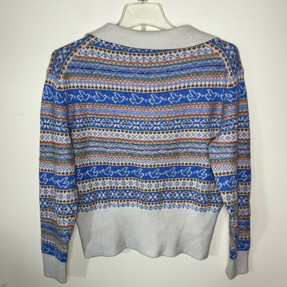 J. Crew Fair Isle Johnny Collar Vneck Sweater Size XS - Picture 7 of 14